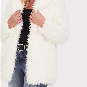 Torrid white shearling drape jacket NWT